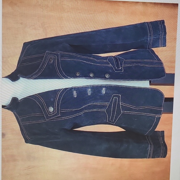 Jackets & Blazers - Dark blue military style suede jacket M